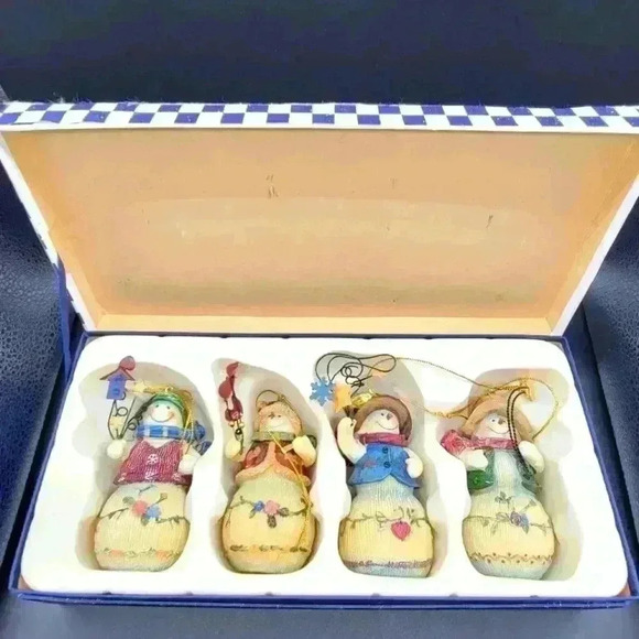 Other - Vintage Christmas Collectors Four Snowman Figurines W/Box Farmhouse Multicolor